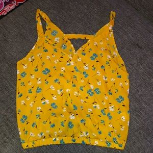 Yellow floral cutout tank top